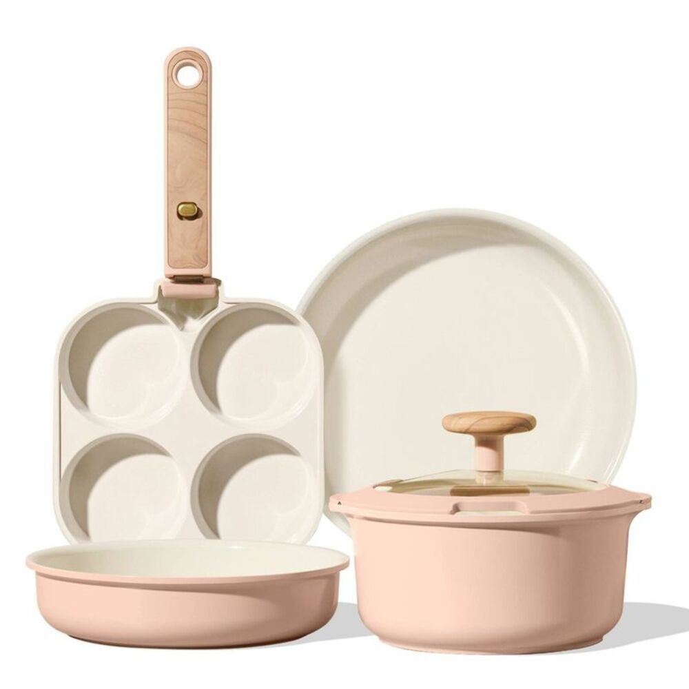 Carote 6pc Ceramic Nonstick Detachable Cookware Set Pink